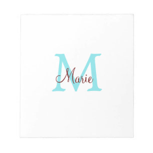 eenvoudige minimale naam monogram roze rood worp notitieblok
