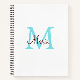 eenvoudige minimale naam monogram roze rood   worp notitieboek