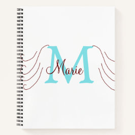 eenvoudige minimale naam monogram roze rood   worp notitieboek