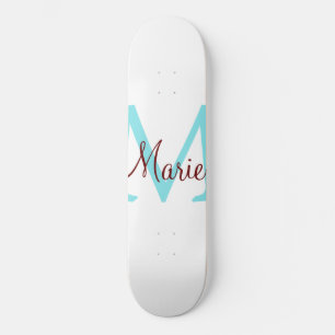 eenvoudige minimale naam monogram roze rood worp persoonlijk skateboard