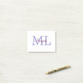 eenvoudige minimale naam monogram roze rood   worp post-it® notes (Op bureau)