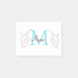 eenvoudige minimale naam monogram roze rood   worp post-it® notes
