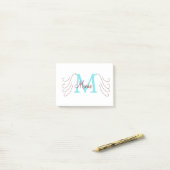 eenvoudige minimale naam monogram roze rood worp post-it® notes (Op bureau)