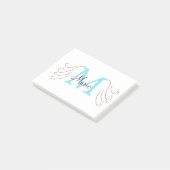 eenvoudige minimale naam monogram roze rood worp post-it® notes (Schuin)