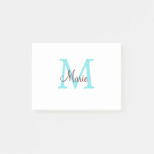 eenvoudige minimale naam monogram roze rood   worp post-it® notes