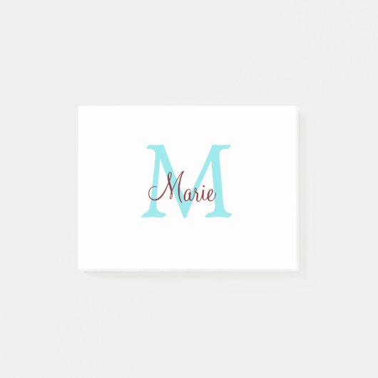 eenvoudige minimale naam monogram roze rood   worp post-it® notes (Voorkant)