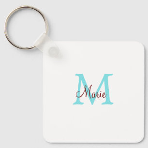 eenvoudige minimale naam monogram roze rood worp sleutelhanger