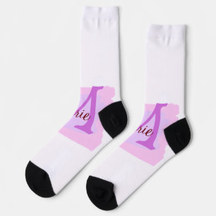 eenvoudige minimale naam monogram roze rood worp sokken