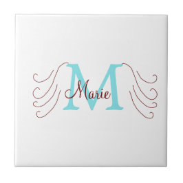 eenvoudige minimale naam monogram roze rood   worp tegeltje