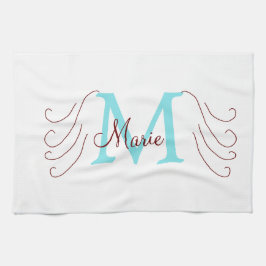 eenvoudige minimale naam monogram roze rood   worp theedoek