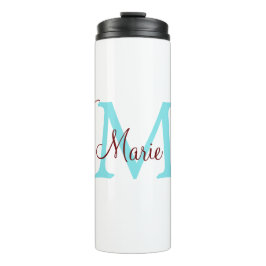 eenvoudige minimale naam monogram roze rood   worp thermosbeker