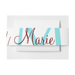 eenvoudige minimale naam monogram roze rood   worp uitnodigingen wikkel