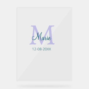 Eenvoudige Minimale Naam toevoegen Monogram paarse Acryl Bord