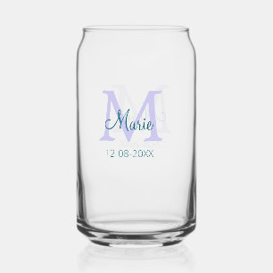 Eenvoudige Minimale Naam toevoegen Monogram paarse Blikvorm Glas