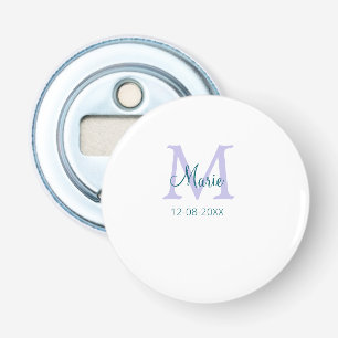 Eenvoudige Minimale Naam toevoegen Monogram paarse Button Flesopener