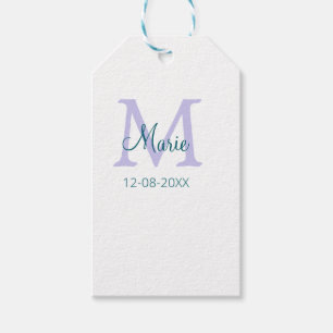 Eenvoudige Minimale Naam toevoegen Monogram paarse Cadeaulabel