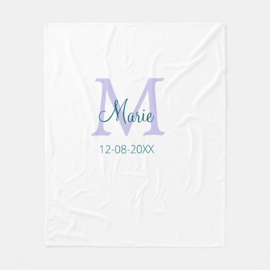 Eenvoudige Minimale Naam toevoegen Monogram paarse Fleece Deken (Voorkant)
