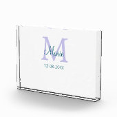 Eenvoudige Minimale Naam toevoegen Monogram paarse Fotoblokken (Rechts)