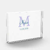 Eenvoudige Minimale Naam toevoegen Monogram paarse Fotoblokken (Links)