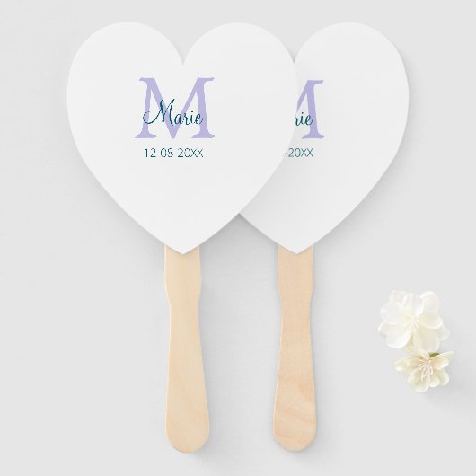 Eenvoudige Minimale Naam toevoegen Monogram paarse Handwaaier (Voorkant en achterkant)