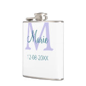 Eenvoudige Minimale Naam toevoegen Monogram paarse Heupfles (Links)