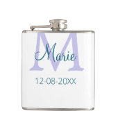 Eenvoudige Minimale Naam toevoegen Monogram paarse Heupfles (Voorkant)