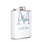 Eenvoudige Minimale Naam toevoegen Monogram paarse Heupfles (Rechts)