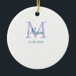 Eenvoudige Minimale Naam toevoegen Monogram paarse Keramisch Ornament<br><div class="desc">mooi design</div>