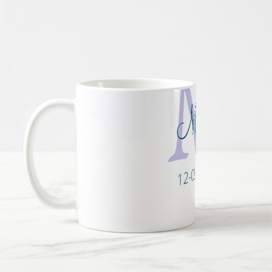 Eenvoudige Minimale Naam toevoegen Monogram paarse Koffiemok (Links)