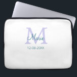 Eenvoudige Minimale Naam toevoegen Monogram paarse Laptop Sleeve<br><div class="desc">mooi design</div>