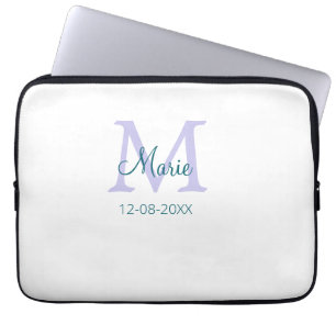 Eenvoudige Minimale Naam toevoegen Monogram paarse Laptop Sleeve