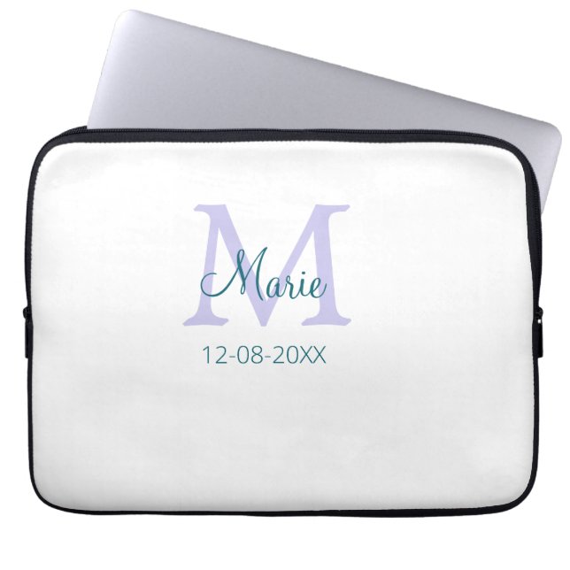 Eenvoudige Minimale Naam toevoegen Monogram paarse Laptop Sleeve (Voorkant)