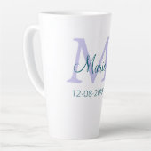 Eenvoudige Minimale Naam toevoegen Monogram paarse Latte Mok (Linkerhoek)