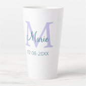 Eenvoudige Minimale Naam toevoegen Monogram paarse Latte Mok (Voorkant)