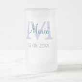 Eenvoudige Minimale Naam toevoegen Monogram paarse Matglas Bierpul (Center)