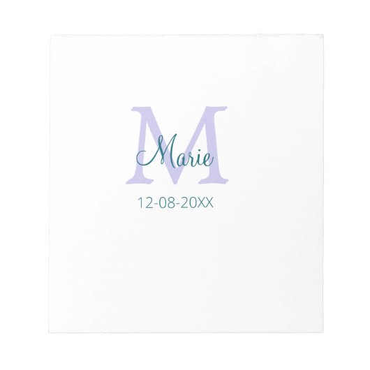 Eenvoudige Minimale Naam toevoegen Monogram paarse Notitieblok (Voorkant)