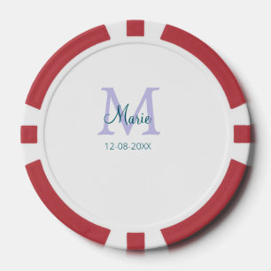 Eenvoudige Minimale Naam toevoegen Monogram paarse Poker Chips