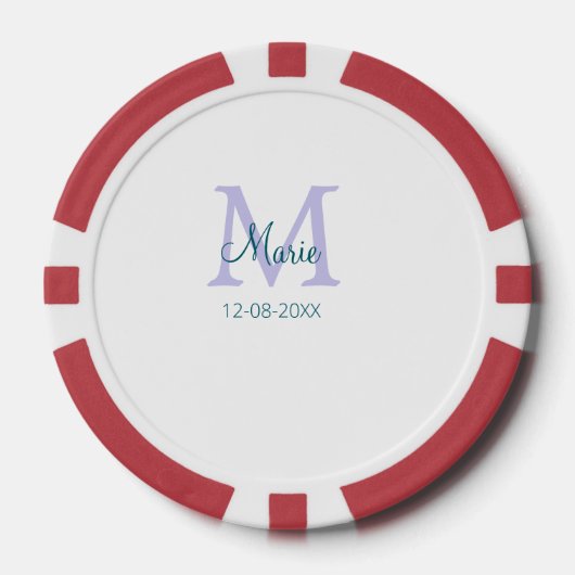 Eenvoudige Minimale Naam toevoegen Monogram paarse Poker Chips (Voorkant)