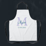 Eenvoudige Minimale Naam toevoegen Monogram paarse Schort<br><div class="desc">mooi design</div>