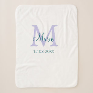 Eenvoudige Minimale Naam toevoegen Monogram paarse Sherpa Deken