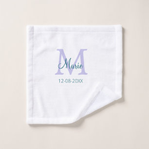 Eenvoudige Minimale Naam toevoegen Monogram paarse Washandje