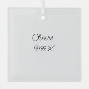 Eenvoudige minimale naam toevoegen proost koppel n glas ornament
