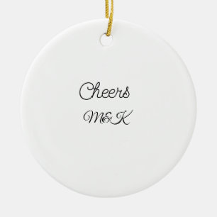 Eenvoudige minimale naam toevoegen proost koppel n keramisch ornament