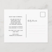 Eenvoudige, minimale, nieuwe thuishartslag aankondigingskaart (Achterkant)