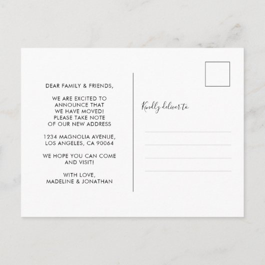 Eenvoudige, minimale, nieuwe thuishartslag aankondigingskaart (Achterkant)