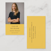 Eenvoudige minimale oker geel professionele foto visitekaartje (Voorkant / Achterkant)