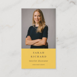 Eenvoudige minimale oker geel professionele foto visitekaartje