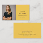 Eenvoudige minimale oker geel professionele foto visitekaartje (Voorkant / Achterkant)