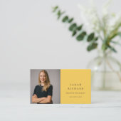 Eenvoudige minimale oker geel professionele foto visitekaartje (Staand voorkant)