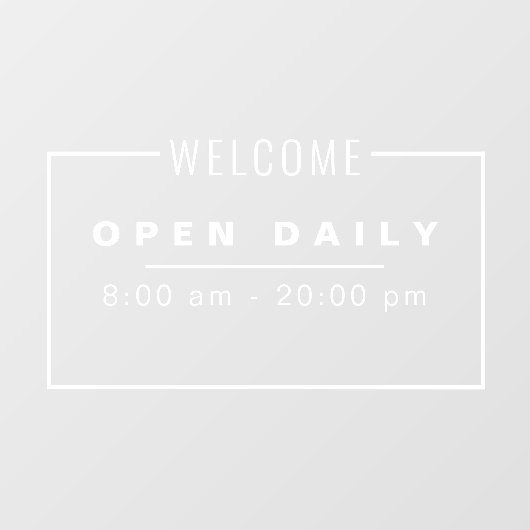 Eenvoudige, minimale, open, dagelijkse winkel  raamsticker (Vel)